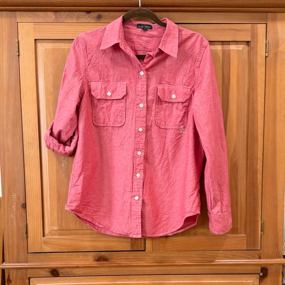 Ralph Lauren Red Button-Down Cotton Shirt